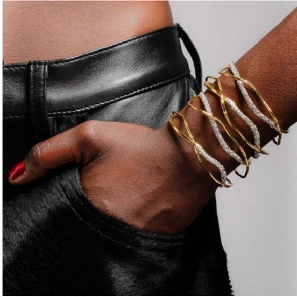 ALEXIS BITTAR • Solanales Gold Silver Crystal Cuff Bracelet - Picture 8 of 16